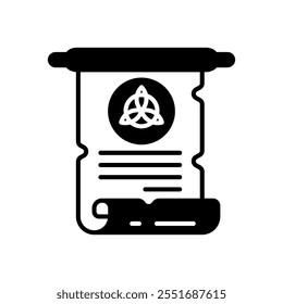 Magic Scroll Glyph Icon, Vector illustration