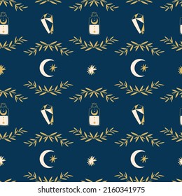 Magic seamless pattern. Boho esoteric and celestial prints,potion and cristal. Hand drawn doodle magician emblem. Decor textile, wrapping paper wallpaper vector print or fabric