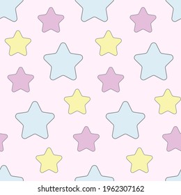 Magic seamless pattern with colorful stars.Vector cute background.Kids textile texture