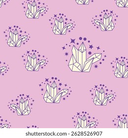 Magic seamless pattern with constellations, sun, moon, magic eyes, clouds and stars. Mystical esoteric background for design