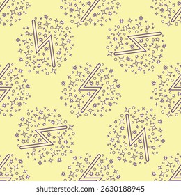 Magic seamless pattern with constellations, sun, moon, magic eyes, clouds and stars. Mystical esoteric background for design