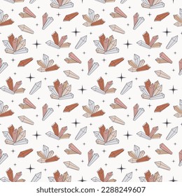 magic seamless pattern with crystals and stars 