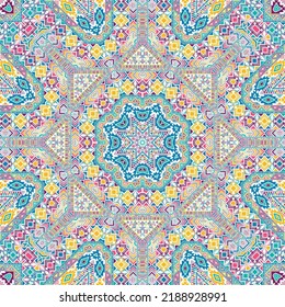 Magic seamless pattern of simple geometry shapes structure. Graphic american design. Wallpaper print. Small elements background. Vector collage ornament.