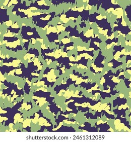 Magic Seamless Summer Graphic Artwork. Multicolor Seamless Brushed Vector Design. Saturated Repeated Urban Vector Print. Camouflage Patterns Violet  Seamless Pattern.