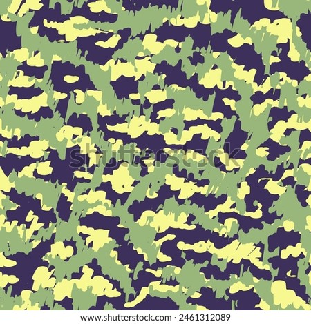 Magic Seamless Summer Graphic Artwork. Multicolor Seamless Brushed Vector Design. Saturated Repeated Urban Vector Print. Camouflage Patterns Violet  Seamless Pattern.
