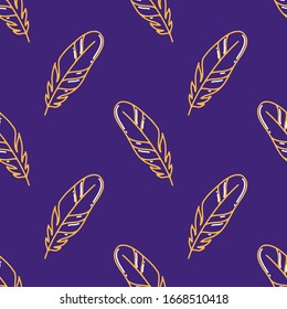 Magic seamless vector pattern with mystery stylized feathers