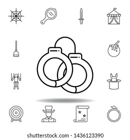 magic security handcuggs outline icon. elements of magic illustration line icon. signs, symbols can be used for web, logo, mobile app, UI, UX