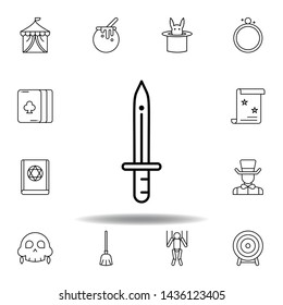 magic security sword outline icon. elements of magic illustration line icon. signs, symbols can be used for web, logo, mobile app, UI, UX