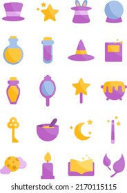 Magic set icon pack, illustration, vector, on a white background.