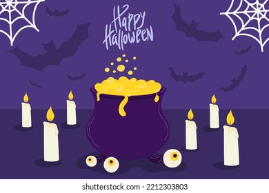 Magic set. A large set of occult items. Halloween. Witch things. Cute cartoon set.