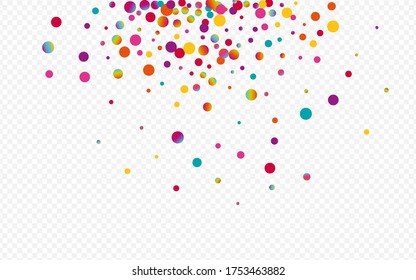 Magic Shine Flying Transparent Background. Colorful Top Dust Illustration. Celebration Postcard. Gradient Carnival Card.