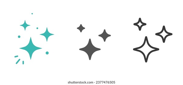 Magic shine spark icon graphic vector simple, flat dream glitter twinkle stars graphic pictogram glyph symbol set, shiny shimmer shimmer glow line outline element, light glare flare cartoon image