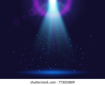 Magic shining background with lights. Blue luminous rays.