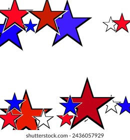 Magic shining cyan blue pink gold flying stars isolated on white border. Falling little gold Confetti stars.
