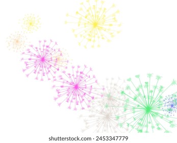 Magic shining cyan blue pink gold flying stars isolated on white border. Eminent festive overlay template. Fair vector illustration.