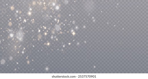 Magic shining golden dust. Small particles of powder dust bokeh effect. Light dust for web design. Vector	