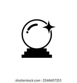 Magic Shiny Crystal Ball, Prediction Orb Solid Flat Vector Icon Isolated on White Background.