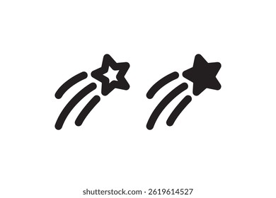 Magic Shooting Star Icon Black and White Vector