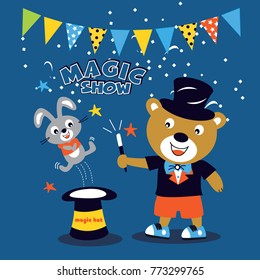 magic show animal cartoon vector