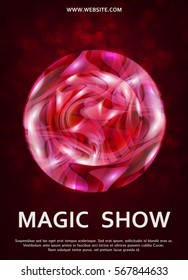 Magic show flyer template. Plasma ball vector.