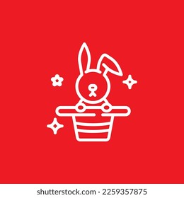 Magic and show rabbit line icons, common graphic resources, vector illustrations.