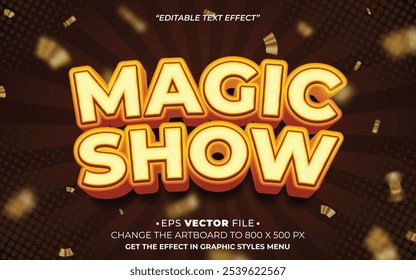 Magic Show text effect 3d editable vector