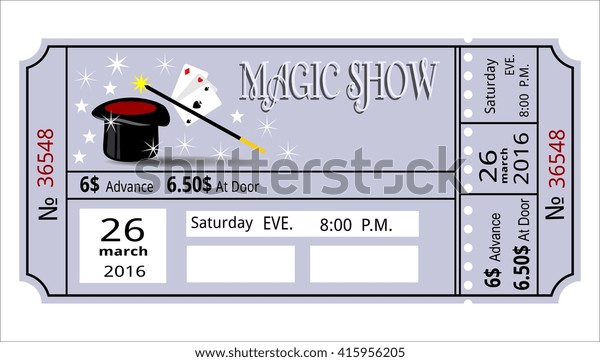 magic show ticket concert coupon admit stock vector royalty free