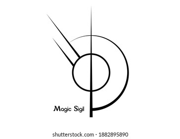 Magic sigil for protection, wiccan symbolisms. A stylized image of a magic symbol. Can be used in graphic design or tattoo as well as logo. Vector isolated on white background 