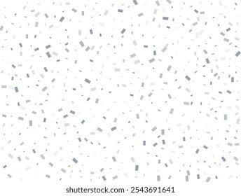 Magic silver Rectangular glitter confetti background. White festive texture