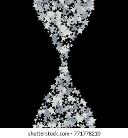 Magic silver stars confetti. Christmas and New Year falling stars background. Sparkling glitter celebration confetti decoration. Rich VIP premium design