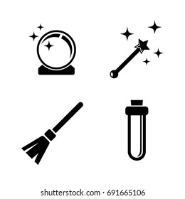 Magic. Simple Related Vector Icons Set for Video, Mobile Apps, Web Sites, Print Projects and Your Design. Black Flat Illustration on White Background.
