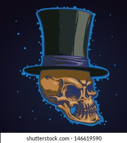 Magic skull in hat, vector
