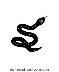 Magic snake in boho style with constellations. Mystical symbol in a trendy minimalist style. Esoteric vector illustration.