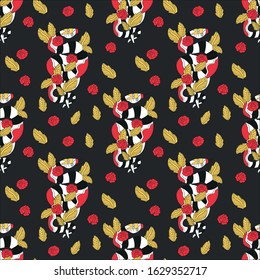 Magic Snake texture pattern with rose 