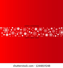 Magic Snowfall Header Isolated on red Background for Web Design. Vector illustration, Vector illustration, calligraphic design. Christmas background with snowfake, Merry Christmas greeting card.  