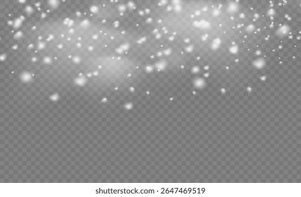 Tempestade de floco de neve mágica com brilho noturno e brilho abstrato. Sobreposição de neve de Natal com vento de furacão e flocos desfocados. Ano novo transparente clima fundo png.