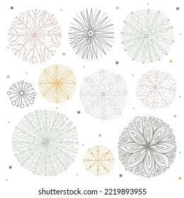 Magic snowflakes. Cute decorative set.