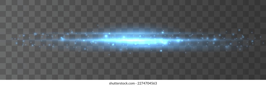 Magic soft horizontal neon lines. Set of abstract lens flares. Flash luminous blue line motion. Laser sparkle beams, glowing speed rays, sparks light effect. Luminous sparkling lined. Vector	