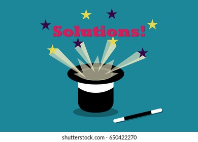 Magic solutions, business concept on isolated background flat style design