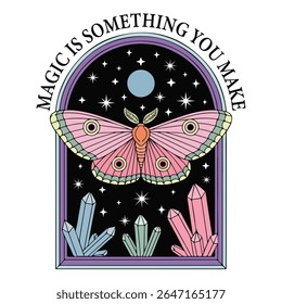 magic is something you make - Boho Mystic Moth clipart, Beautiful Moth Insect illustration, beauty butterfly Design Sublimation