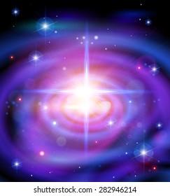 Magic Space - Big Galaxy, stars and constellations, nebulae and galaxies, lights. Vector illustration / Eps10
