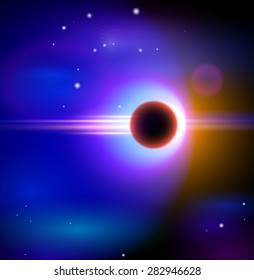 Magic Space - The black hole in the depths of the cosmos, stars and constellations, nebulae and galaxies, lights. Vector illustration / Eps10