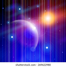 Magic Space - blue planet, stars and constellations, nebulae and galaxies, lights. Vector illustration / Eps10