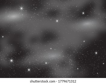 Magic Space. Fairy Dust. Infinity. Abstract Universe Background. Dark Gog and Shining Stars. Vector illustration