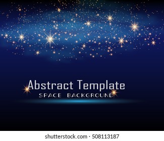 Magic Space. Fairy Dust. Infinity. Abstract Universe Background. Blue Gog and Shining Stars. Vector illustration 