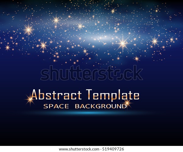 魔法の空間 妖精の粉 無限 抽象的な宇宙の背景 青の背景に輝く星 ベクターイラスト のベクター画像素材 ロイヤリティフリー