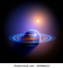 Magic Space - planet and star. Vector illustration / Eps10