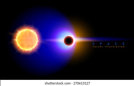 Magic Space - planets, stars and constellations, nebulae and galaxies, lights. Vector illustration / Eps10
