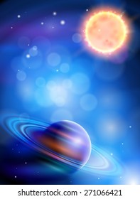 Magic Space - planets, stars and constellations, nebulae and galaxies, lights. Vector illustration / Eps10