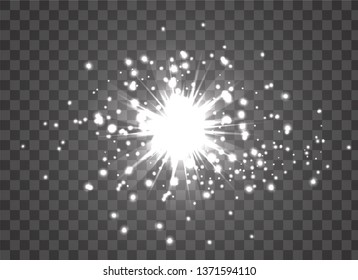 Magic sparkle background with glow light effect. Vector sparkles on transparent background. Dust sparks with special light effect.